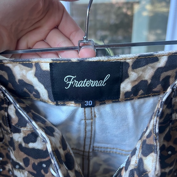 Fraternal Leopard Print Rhinestone Shorts - Picture 3 of 3